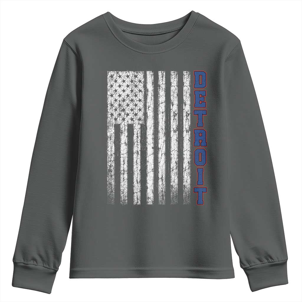 Detroit Michigan State Pride Vintage American Flag Youth Sweatshirt