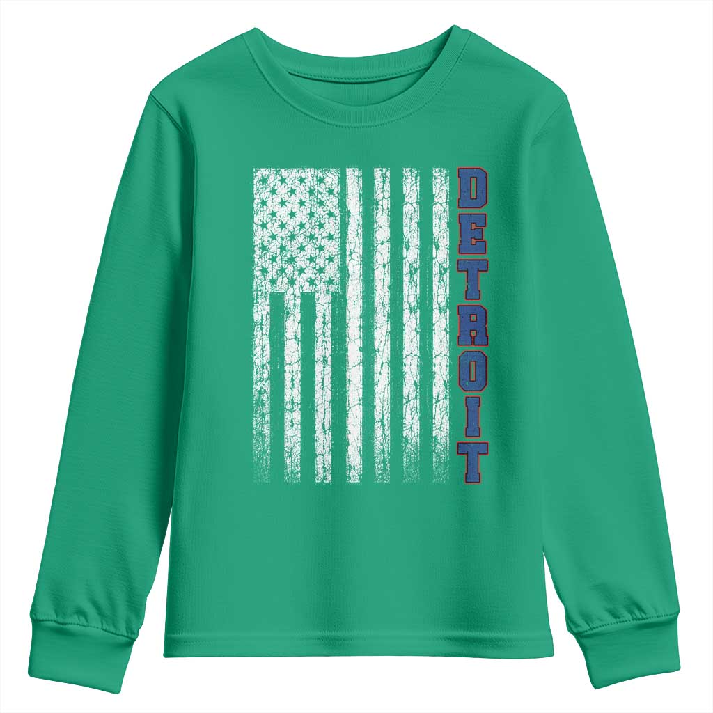 Detroit Michigan State Pride Vintage American Flag Youth Sweatshirt
