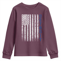 Detroit Michigan State Pride Vintage American Flag Youth Sweatshirt
