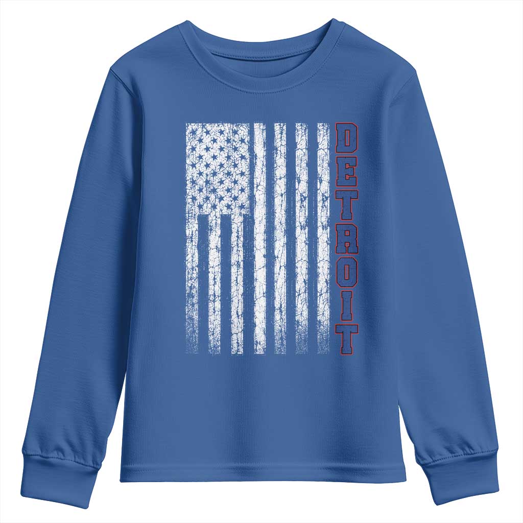 Detroit Michigan State Pride Vintage American Flag Youth Sweatshirt