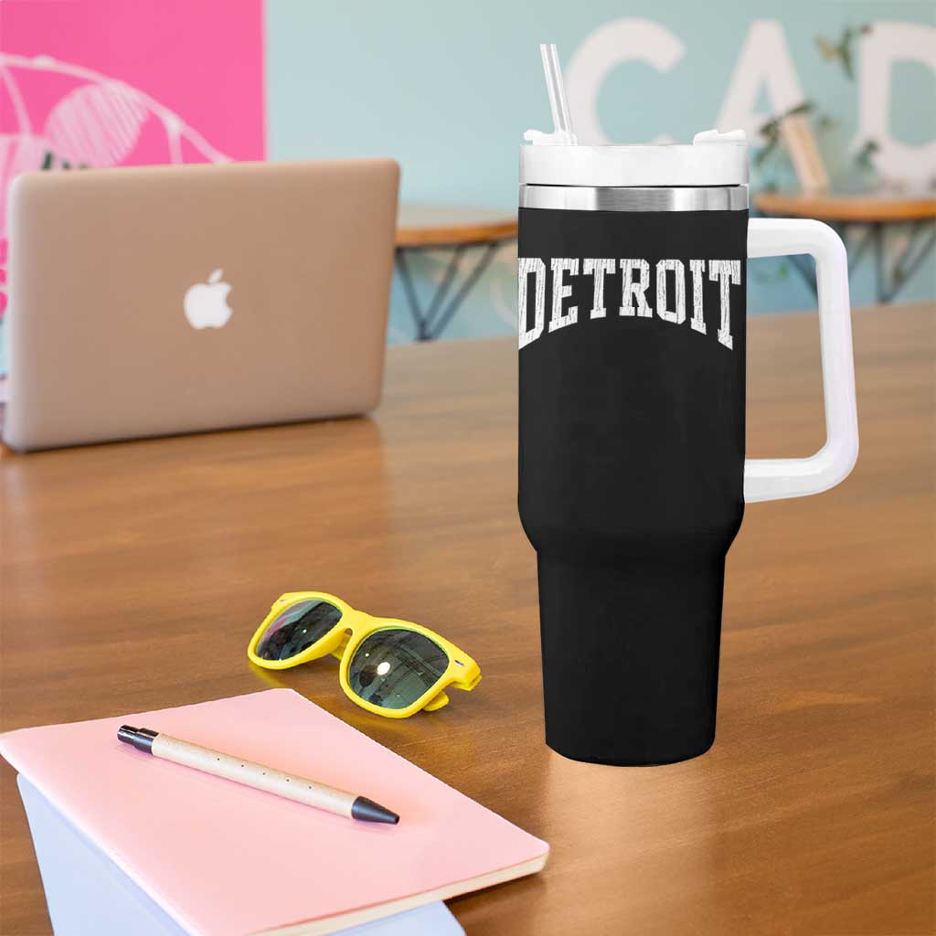 Detroit Michigan City Throwback Design Vintage Tumbler With Handle