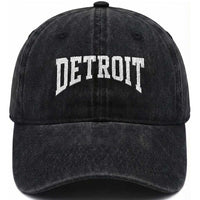 Detroit Michigan City Throwback Design Vintage Washed Cotton Baseball Cap