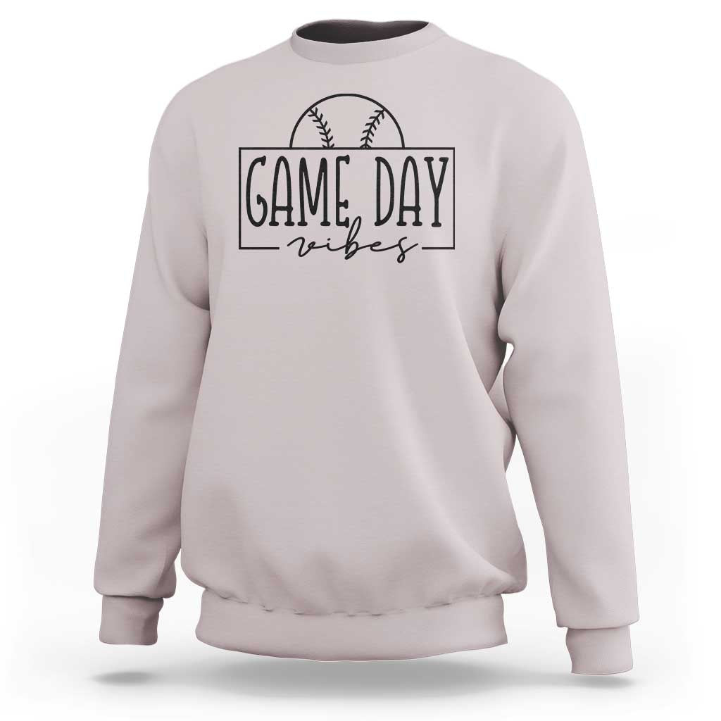 Funny Baseball Sweatshirt Game Day Vibes Ball Softball Player - Wonder Print Shop