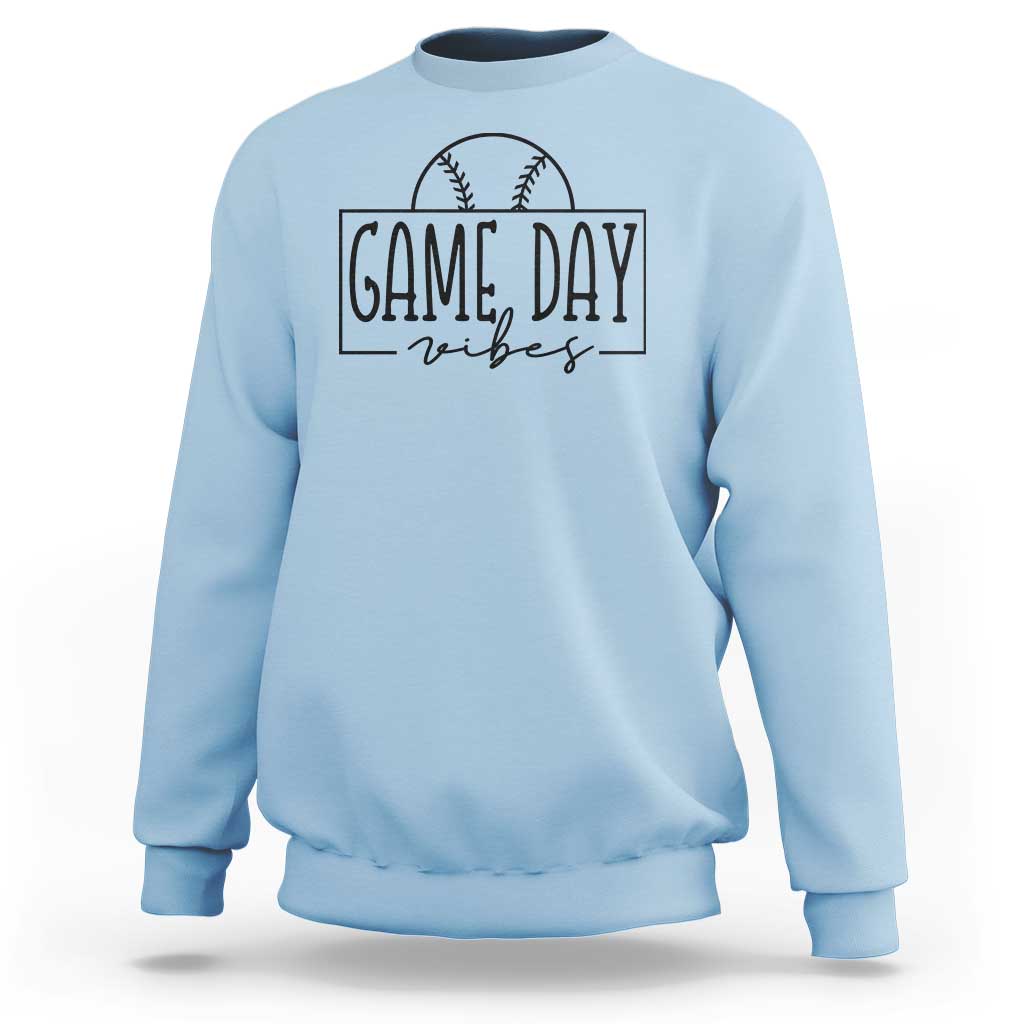 Funny Baseball Sweatshirt Game Day Vibes Ball Softball Player - Wonder Print Shop