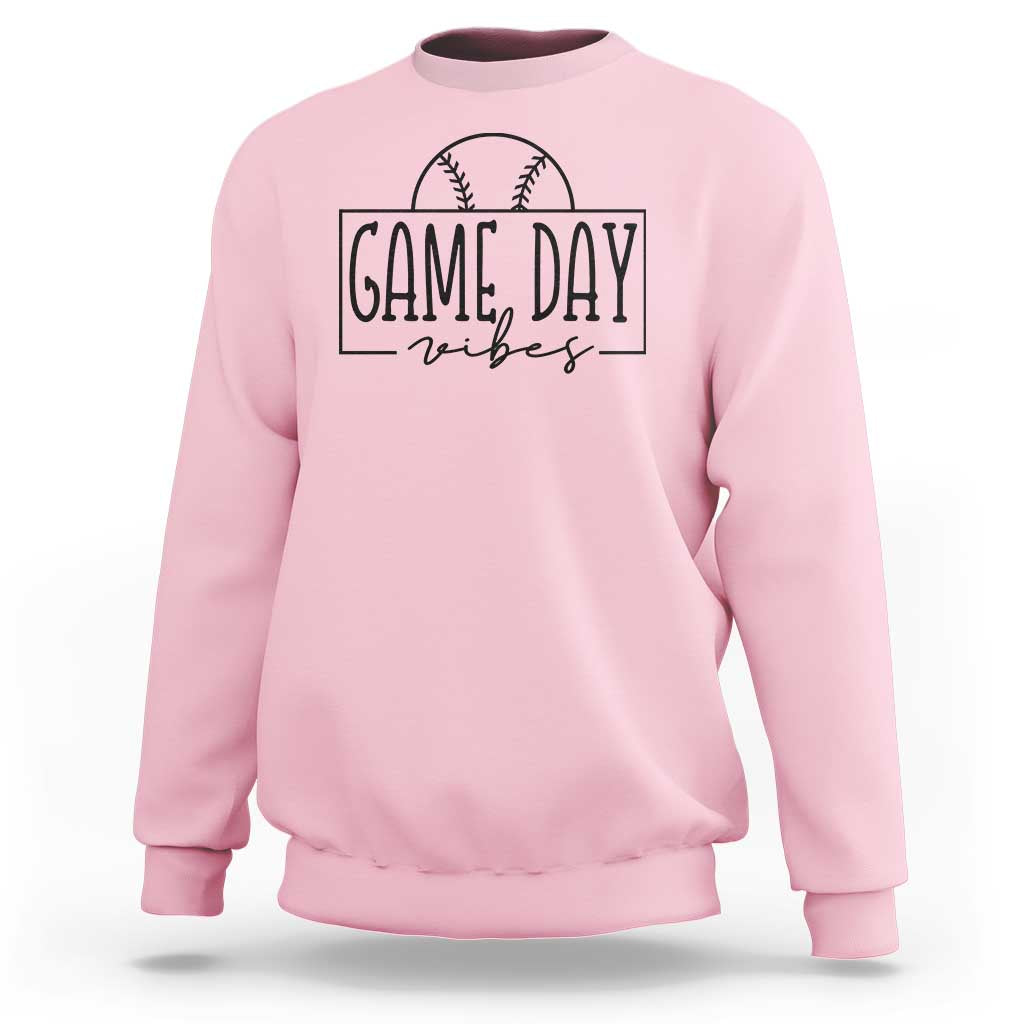 Funny Baseball Sweatshirt Game Day Vibes Ball Softball Player - Wonder Print Shop