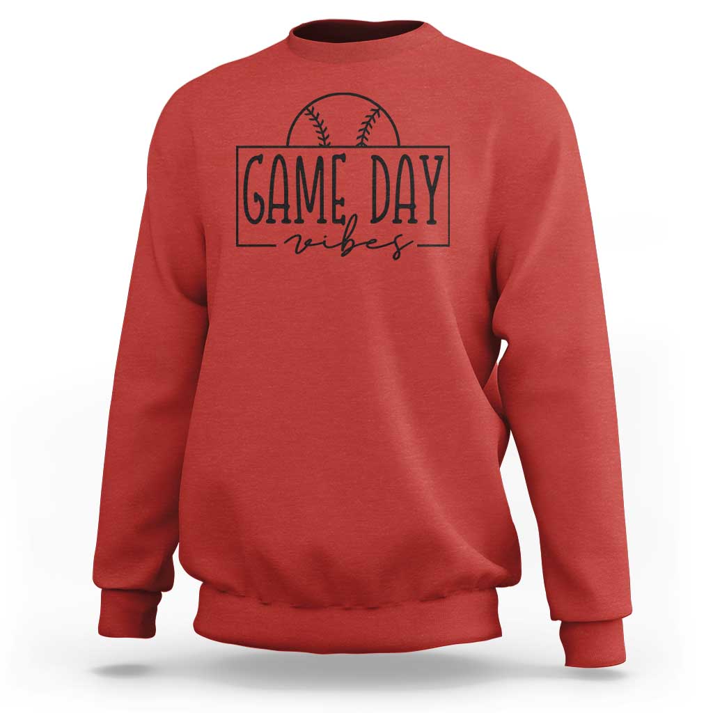 Funny Baseball Sweatshirt Game Day Vibes Ball Softball Player - Wonder Print Shop