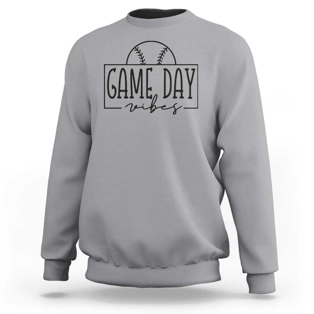 Funny Baseball Sweatshirt Game Day Vibes Ball Softball Player - Wonder Print Shop