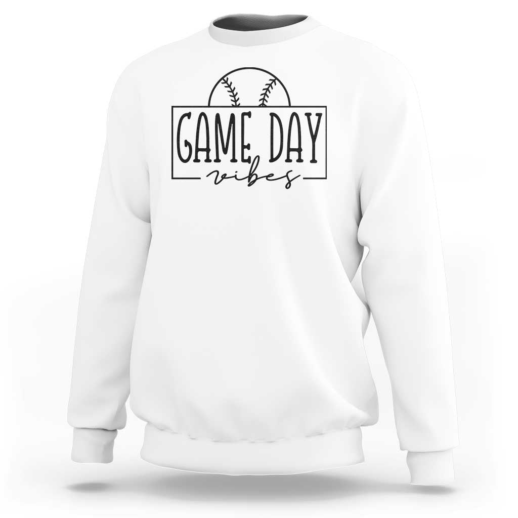 Funny Baseball Sweatshirt Game Day Vibes Ball Softball Player - Wonder Print Shop