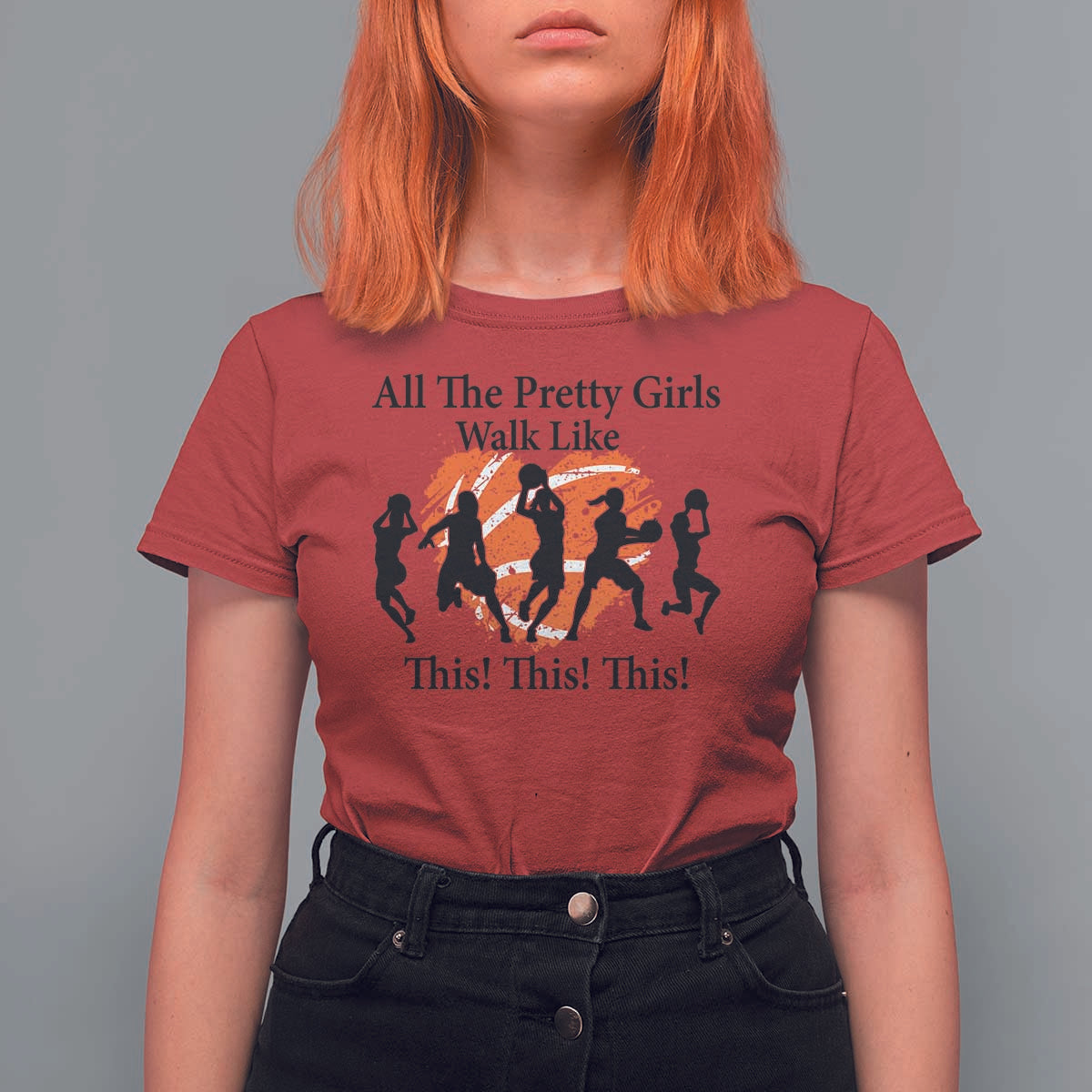 Funny Basketball Girl T Shirt For Women All The Pretty Girls Walk Like This Player - Wonder Print Shop