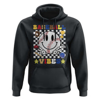 Funny Baseball Vibes Hoodie Retro Groove Green Ball Smiley Face - Wonder Print Shop