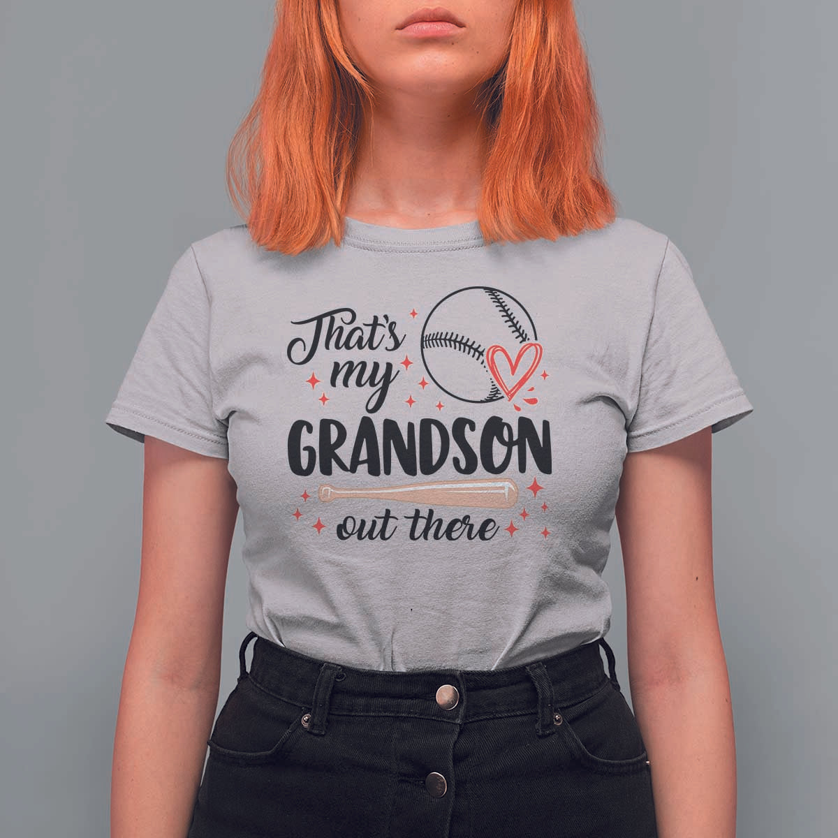 Funny Baseball Grandma T Shirt For Women That's My Grandson Out There Grandfather - Wonder Print Shop