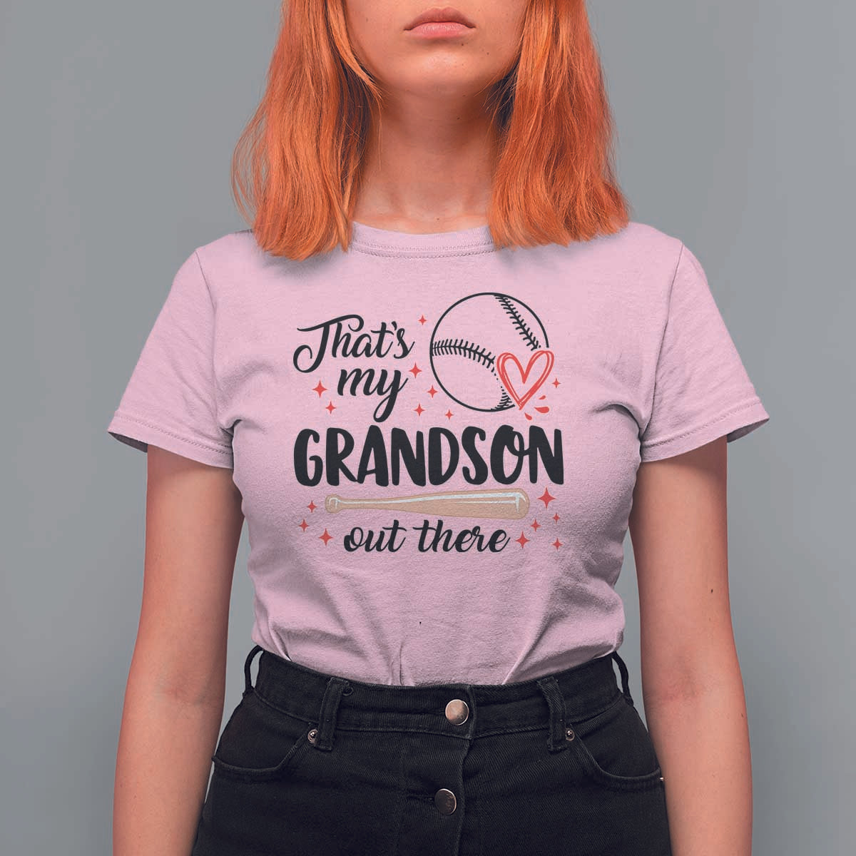 Funny Baseball Grandma T Shirt For Women That's My Grandson Out There Grandfather - Wonder Print Shop