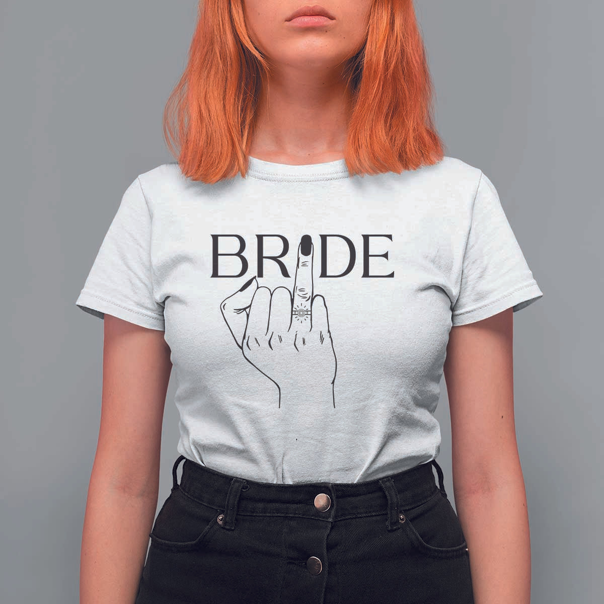 Funny Bride T Shirt For Women Cute Wedding Honeymoon Finger Ring - Wonder Print Shop