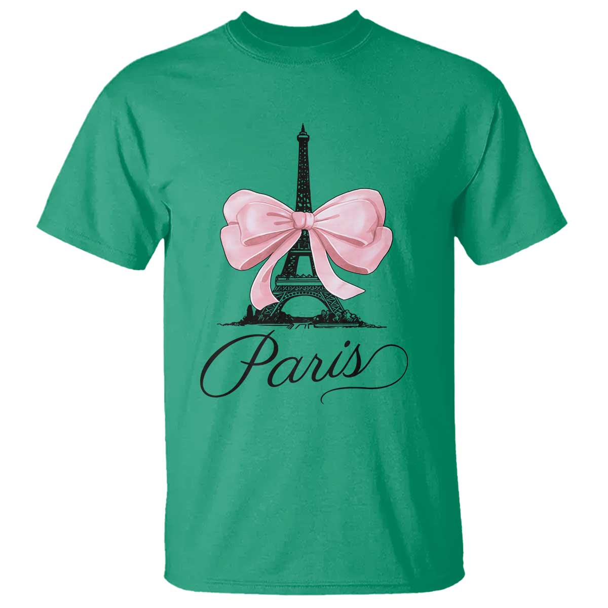 Eiffel Tower French T Shirt Paris Coquette France Pink Bow Aesthetic - Wonder Print Shop