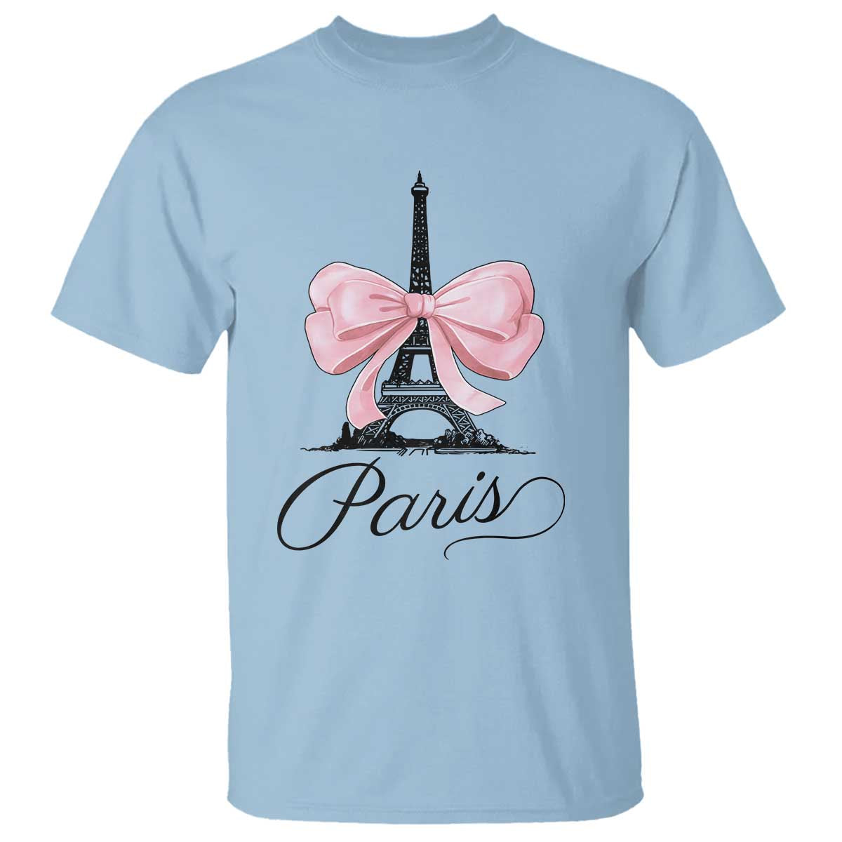 Eiffel Tower French T Shirt Paris Coquette France Pink Bow Aesthetic - Wonder Print Shop