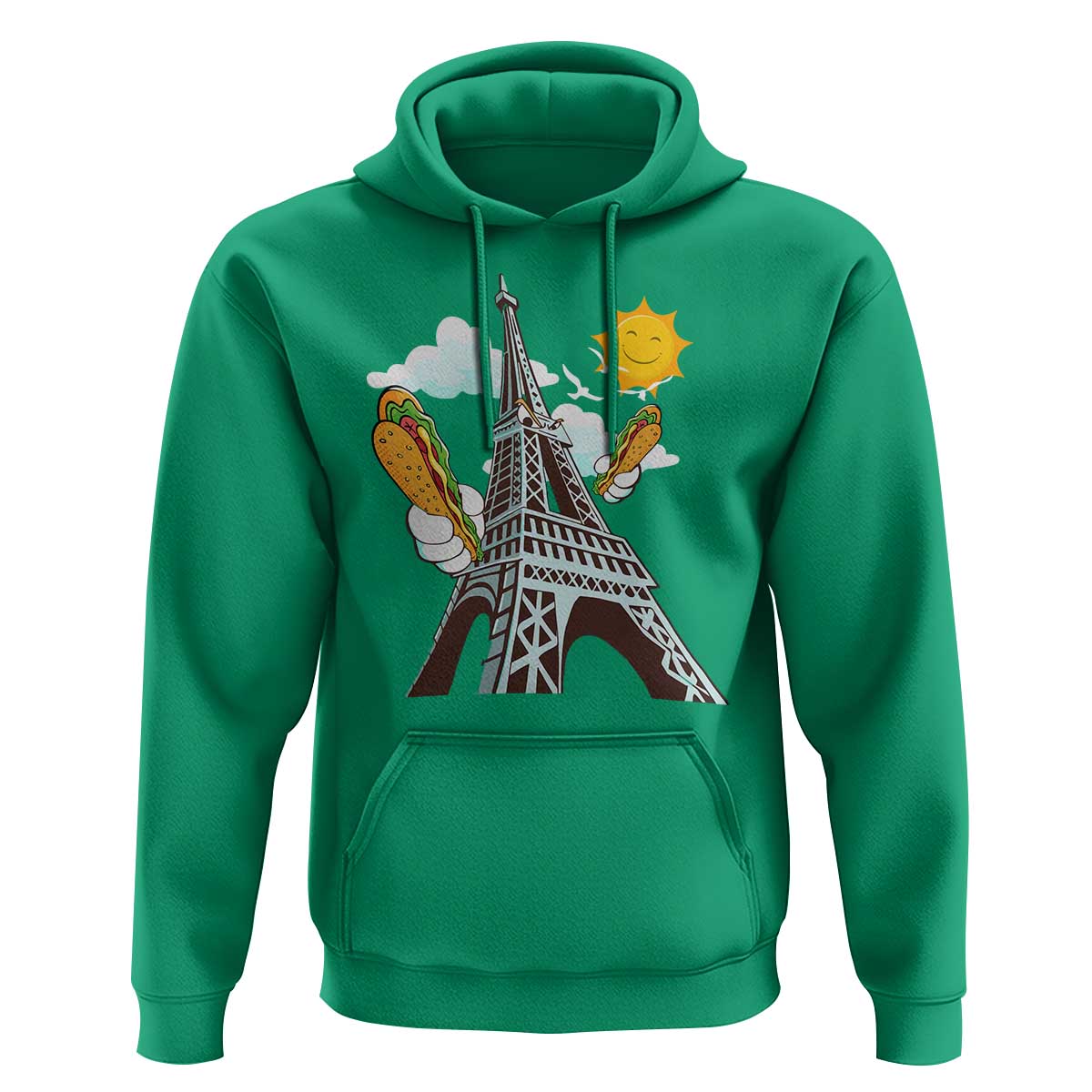 Funny French-American Heritage Month Hoodie Cute Hotdog Eiffel Tower - Wonder Print Shop
