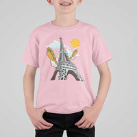 Funny French-American Heritage Month T Shirt For Kid Cute Hotdog Eiffel Tower - Wonder Print Shop