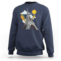 Funny French-American Heritage Month Sweatshirt Cute Hotdog Eiffel Tower - Wonder Print Shop