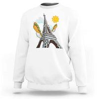 Funny French-American Heritage Month Sweatshirt Cute Hotdog Eiffel Tower - Wonder Print Shop