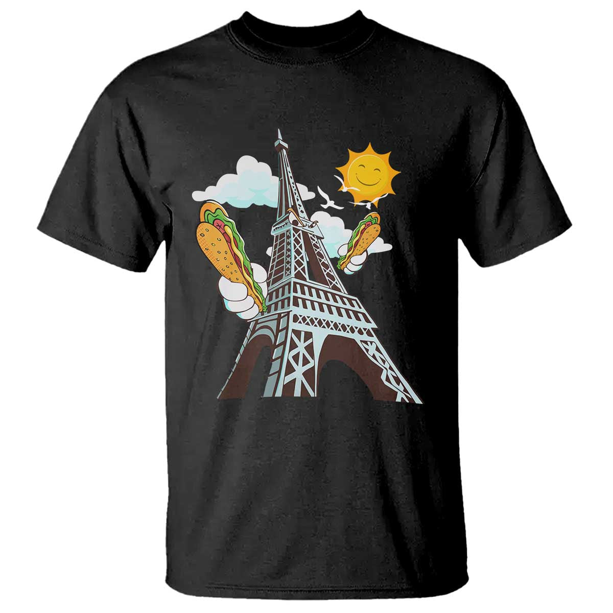 Funny French-American Heritage Month T Shirt Cute Hotdog Eiffel Tower - Wonder Print Shop