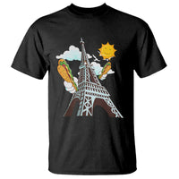 Funny French-American Heritage Month T Shirt Cute Hotdog Eiffel Tower - Wonder Print Shop