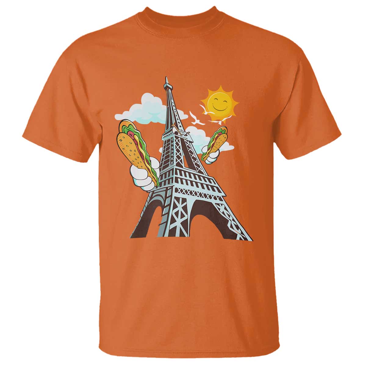 Funny French-American Heritage Month T Shirt Cute Hotdog Eiffel Tower - Wonder Print Shop