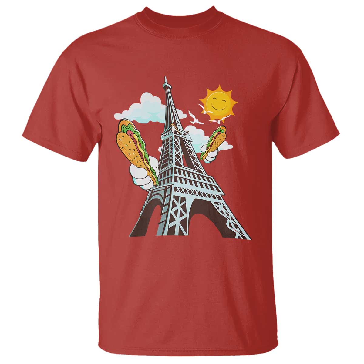 Funny French-American Heritage Month T Shirt Cute Hotdog Eiffel Tower - Wonder Print Shop