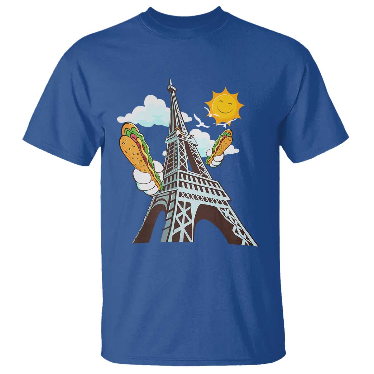 Funny French-American Heritage Month T Shirt Cute Hotdog Eiffel Tower - Wonder Print Shop