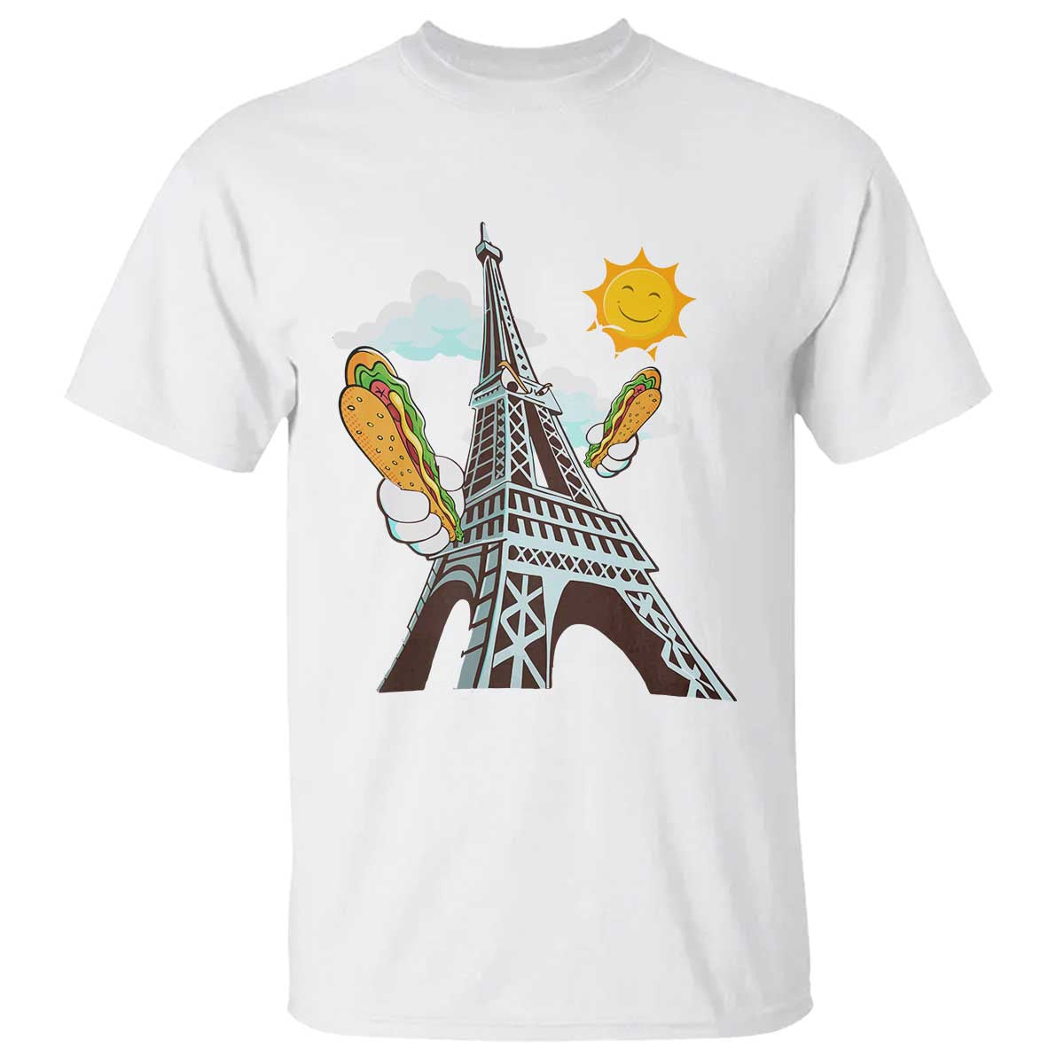 Funny French-American Heritage Month T Shirt Cute Hotdog Eiffel Tower - Wonder Print Shop
