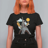Funny French-American Heritage Month T Shirt For Women Cute Hotdog Eiffel Tower - Wonder Print Shop