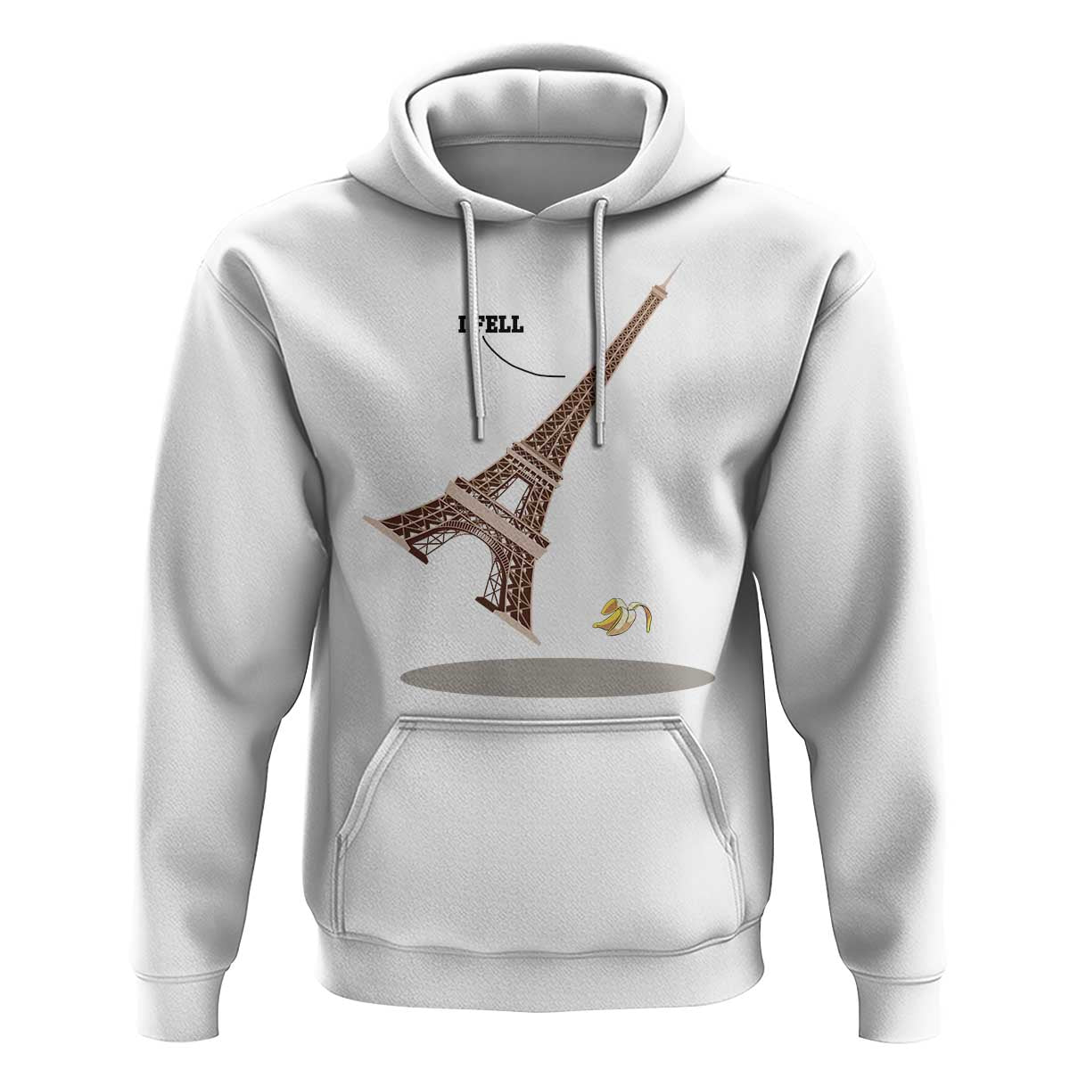 Funny Eiffel Tower Hoodie I Fell Banana Peel Fallen In Paris - Wonder Print Shop