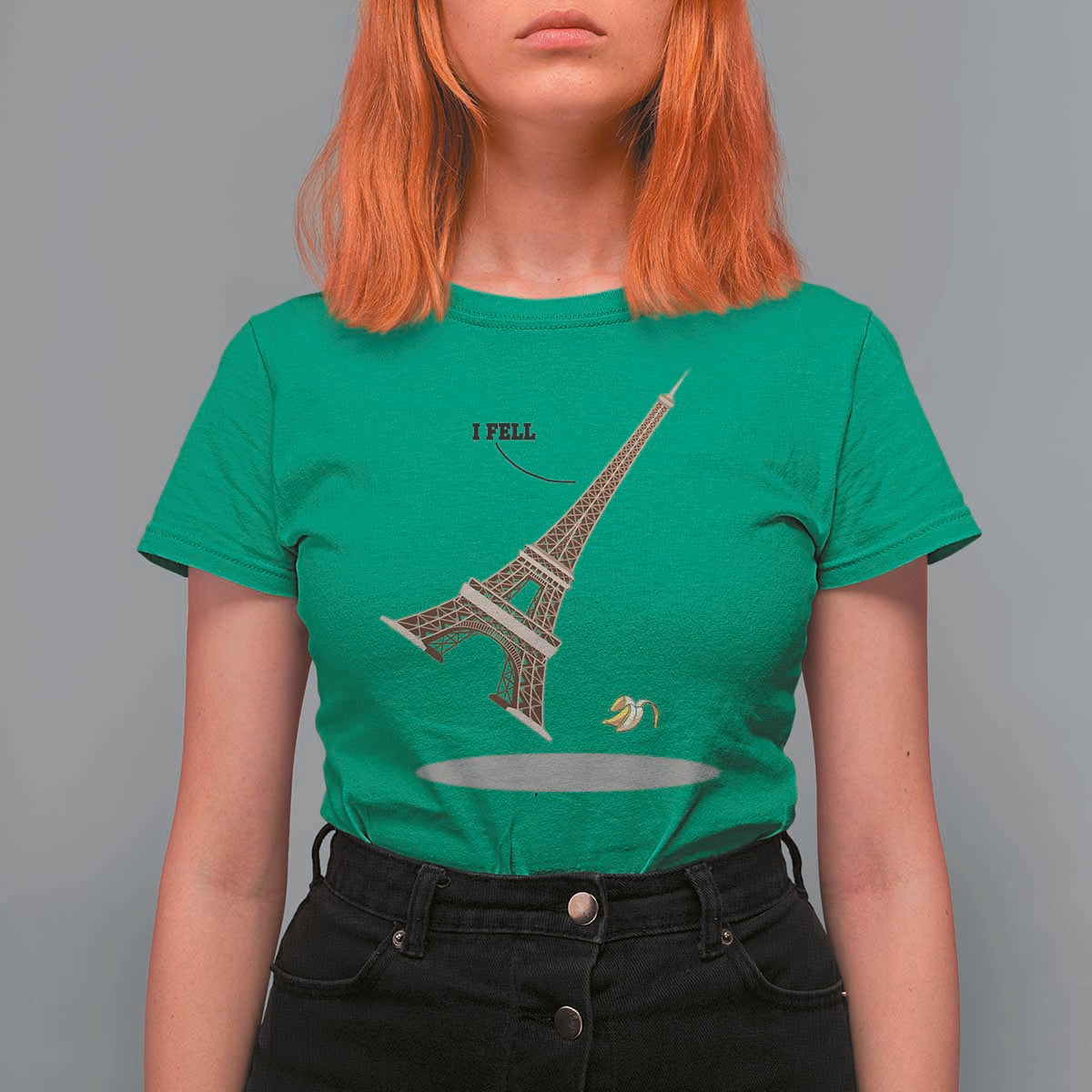 Funny Eiffel Tower T Shirt For Women I Fell Banana Peel Fallen In Paris - Wonder Print Shop