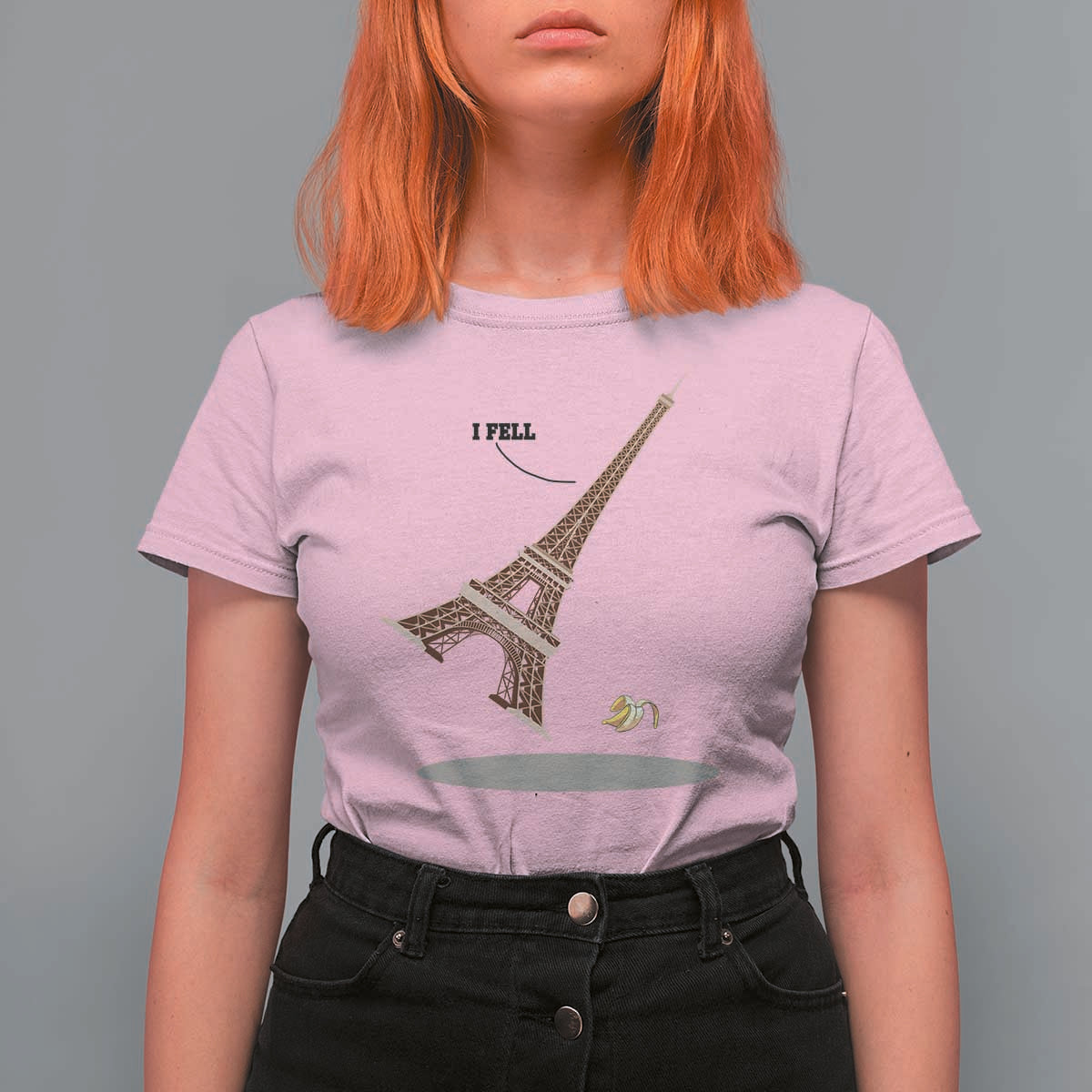 Funny Eiffel Tower T Shirt For Women I Fell Banana Peel Fallen In Paris - Wonder Print Shop