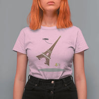 Funny Eiffel Tower T Shirt For Women I Fell Banana Peel Fallen In Paris - Wonder Print Shop