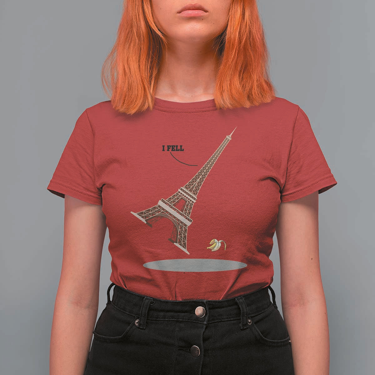 Funny Eiffel Tower T Shirt For Women I Fell Banana Peel Fallen In Paris - Wonder Print Shop