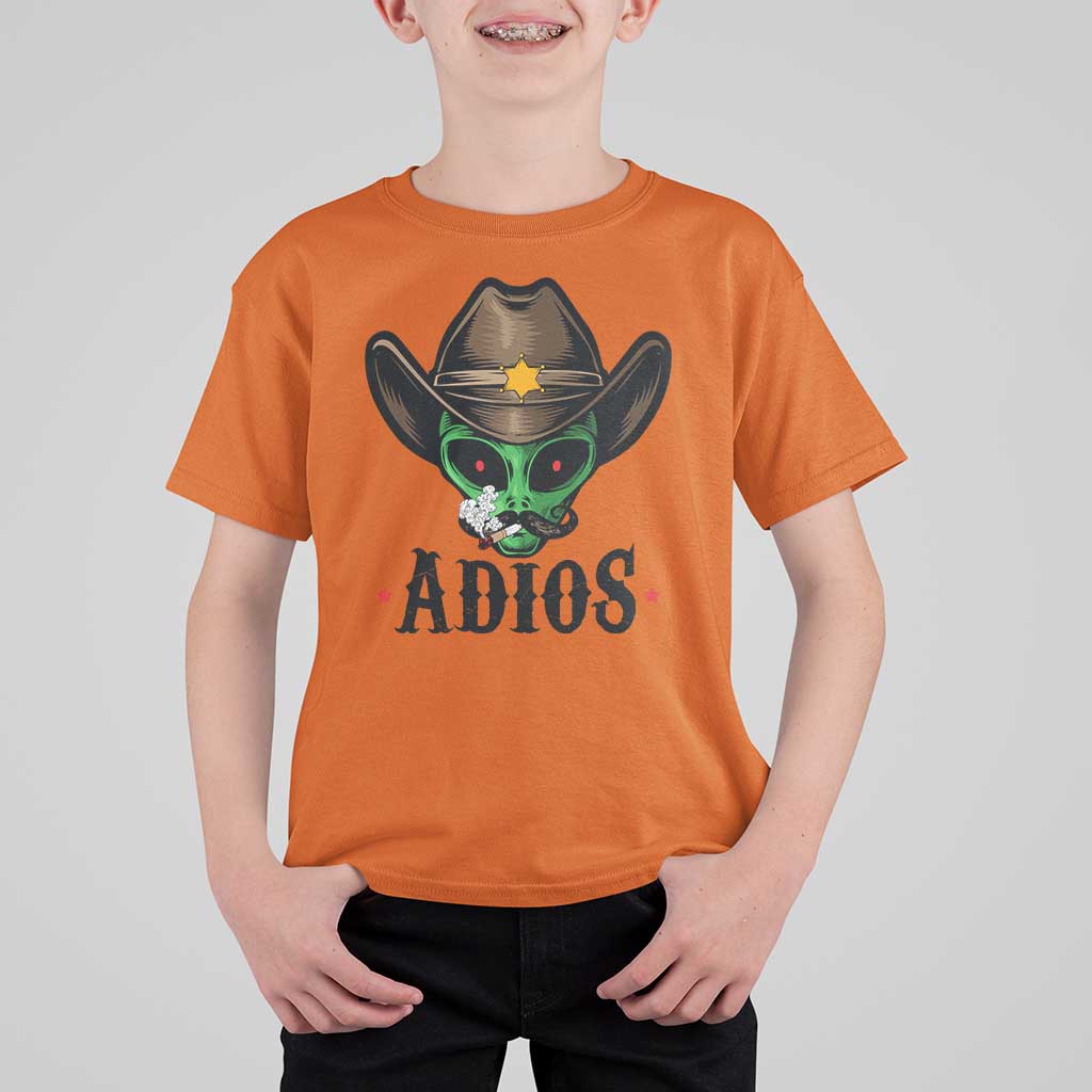 Funny Alien Cowboy T Shirt For Kid Adios Westen Life Country Hat - Wonder Print Shop