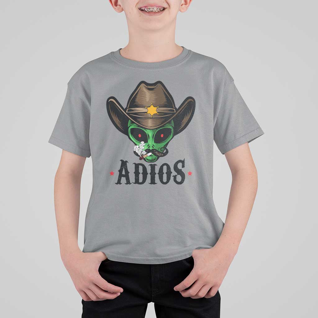 Funny Alien Cowboy T Shirt For Kid Adios Westen Life Country Hat - Wonder Print Shop
