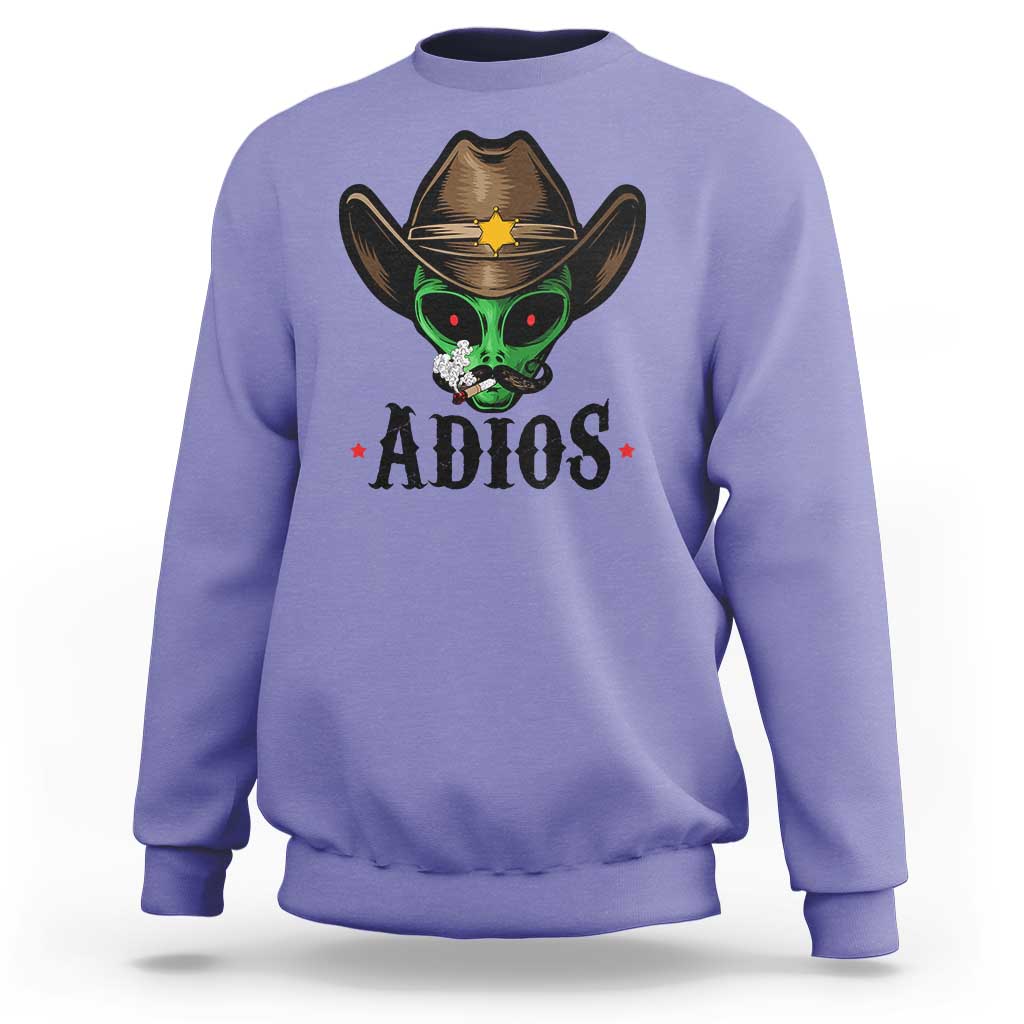 Funny Alien Cowboy Sweatshirt Adios Westen Life Country Hat - Wonder Print Shop