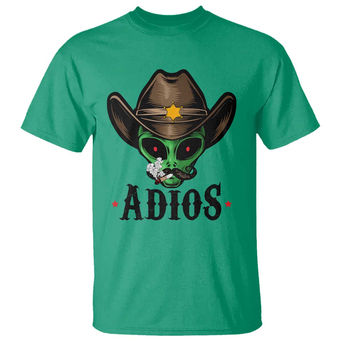 Funny Alien Cowboy T Shirt Adios Westen Life Country Hat - Wonder Print Shop