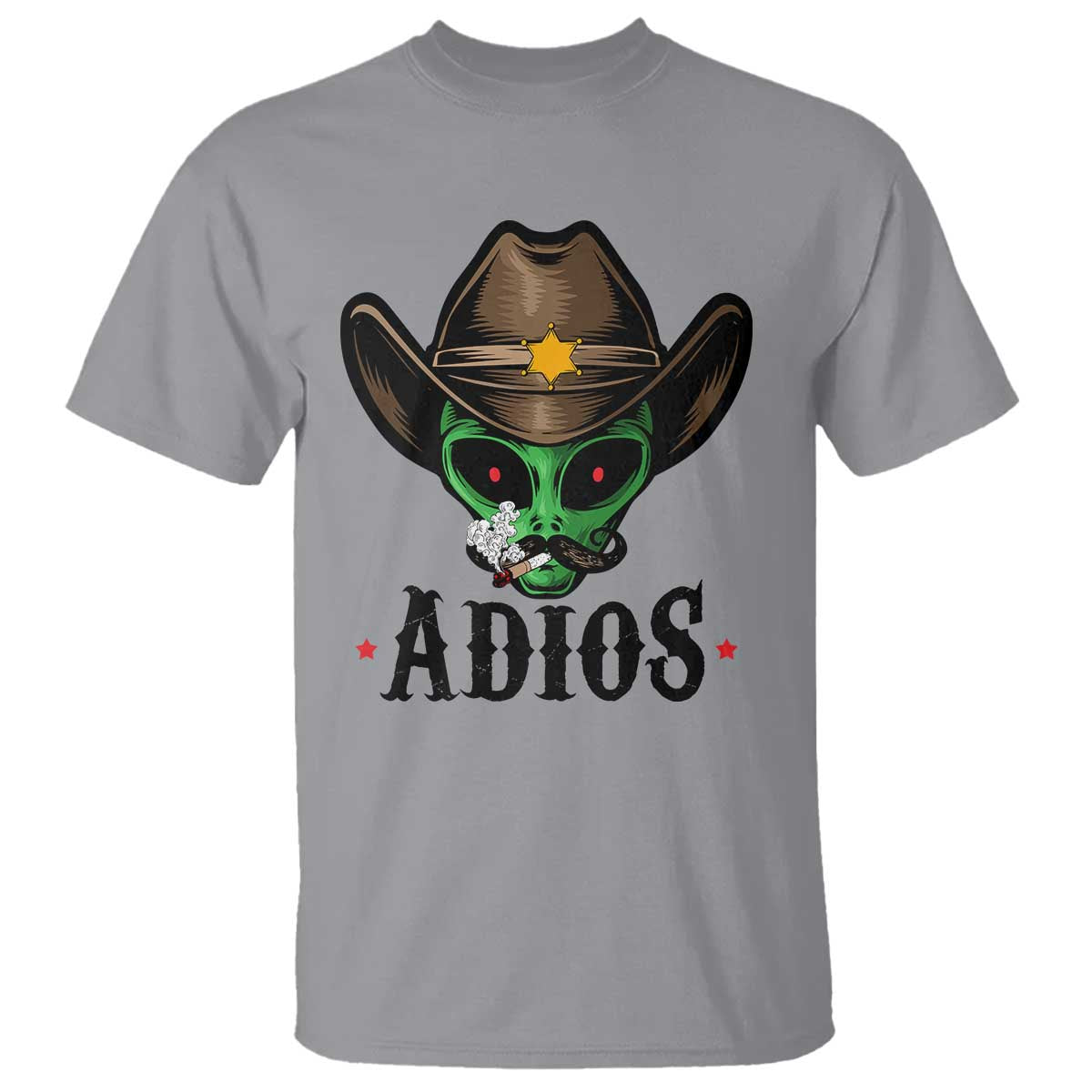 Funny Alien Cowboy T Shirt Adios Westen Life Country Hat - Wonder Print Shop