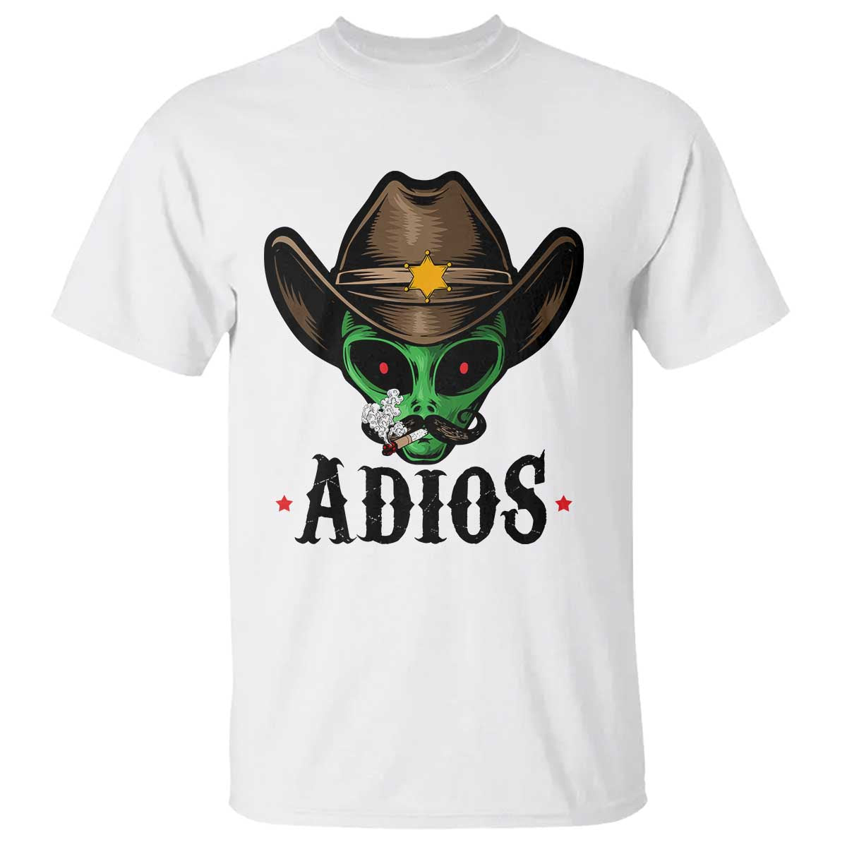 Funny Alien Cowboy T Shirt Adios Westen Life Country Hat - Wonder Print Shop