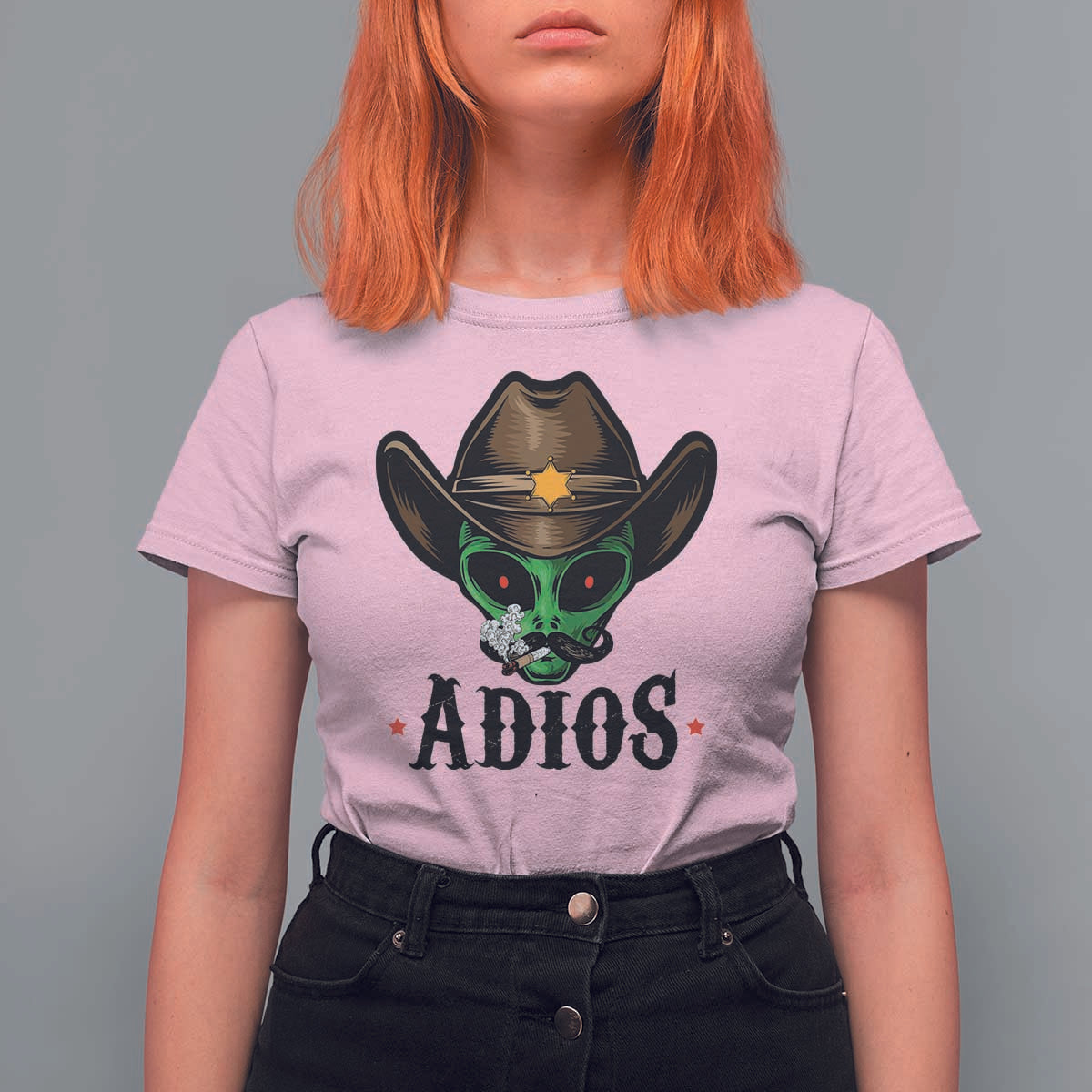 Funny Alien Cowboy T Shirt For Women Adios Westen Life Country Hat - Wonder Print Shop
