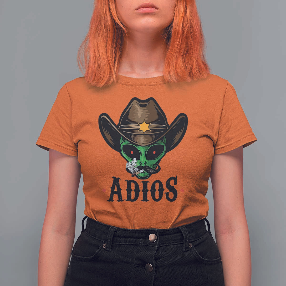 Funny Alien Cowboy T Shirt For Women Adios Westen Life Country Hat - Wonder Print Shop