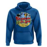 Funny Christmas In July Hoodie Flamingo With Santa Claus Palm Tree - Wonder Print Shop