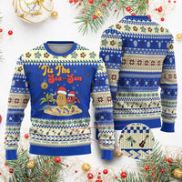 Funny Xmas In July Ugly Christmas Sweater Tis The Sea Sun Retro Tropical Pineapple Watermelon - Wonder Print Shop
