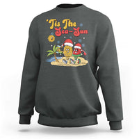 Funny Christmas In July Sweatshirt Tis The Sea Sun Retro Tropical Pineapple Watermelon - Wonder Print Shop