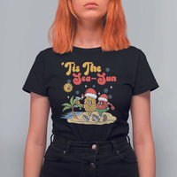 Funny Christmas In July T Shirt For Women Tis The Sea Sun Retro Tropical Pineapple Watermelon - Wonder Print Shop