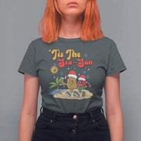 Funny Christmas In July T Shirt For Women Tis The Sea Sun Retro Tropical Pineapple Watermelon - Wonder Print Shop