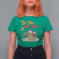 Funny Christmas In July T Shirt For Women Tis The Sea Sun Retro Tropical Pineapple Watermelon - Wonder Print Shop