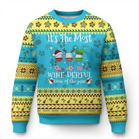 Funny Xmas In July Ugly Christmas Sweater It's The Most Winederful Time Of The Year Wine Glasses Flower - Wonder Print Shop